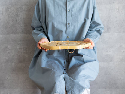 Hexagonal Tray with Legs / White Bamboo / Oita-JPN 121802