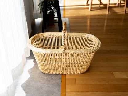 White willow sukashi-weave oval basket / やなぎのすかし編みオーバルバスケット（ホワイト）