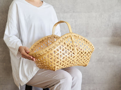 One-Handle Garden Basket / White Bamboo / Oita-JPN 850420-1