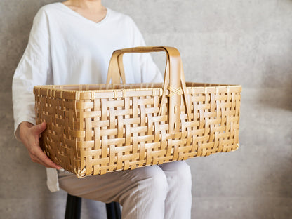 Large Handled Basket / Carbonized Bamboo / Oita-JPN 850413-1