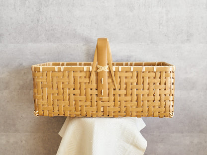 Large Handled Basket / Carbonized Bamboo / Oita-JPN 850413-1