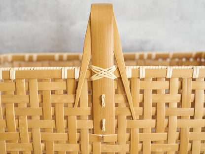 Large Handled Basket / Carbonized Bamboo / Oita-JPN 850413-1