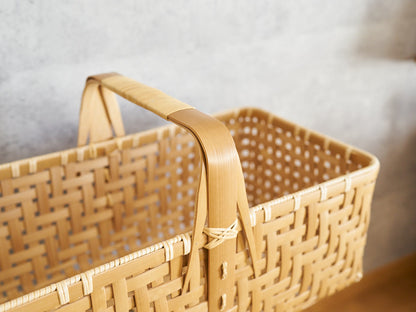 Large Handled Basket / Carbonized Bamboo / Oita-JPN 850413-1