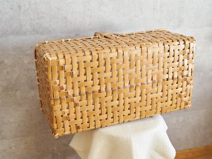 Large Handled Basket / Carbonized Bamboo / Oita-JPN 850413-1