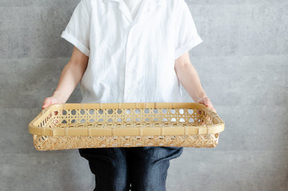 Flat Basket "Yatsume Weave" / White Bamboo / Ōita-JPN 220801