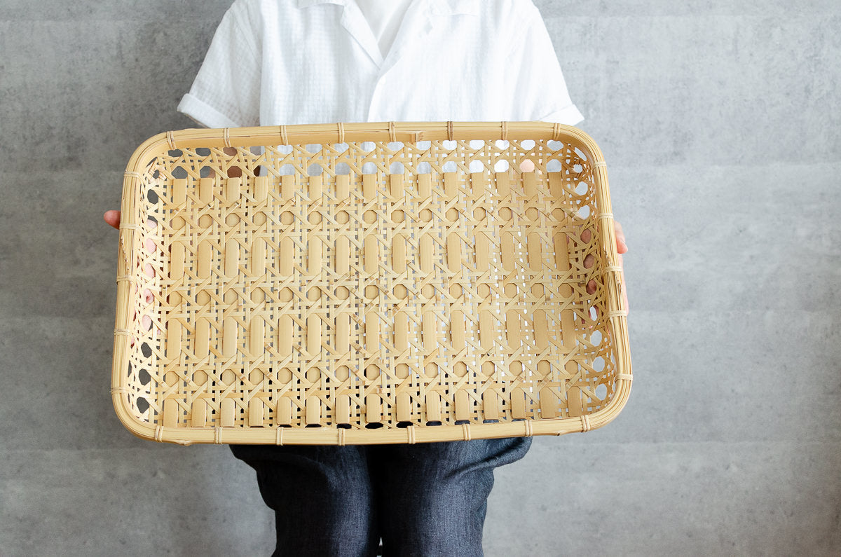 Flat Basket "Yatsume Weave" / White Bamboo / Ōita-JPN 220801