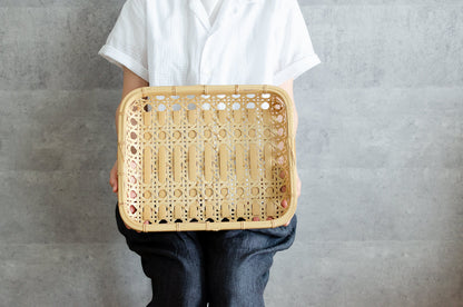 Flat Basket "Yatsume Weave" / White Bamboo / Ōita-JPN 220801