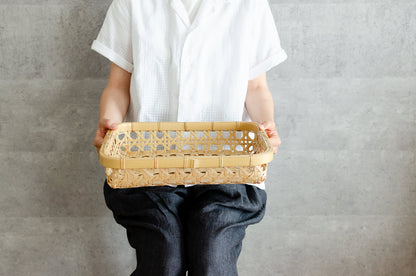 Flat Basket "Yatsume Weave" / White Bamboo / Ōita-JPN 220801
