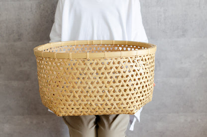 Oval Basket "Kikko Weave" / White Bamboo / Ōita-JPN 220802