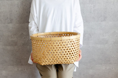 Oval Basket "Kikko Weave" / White Bamboo / Ōita-JPN 220802