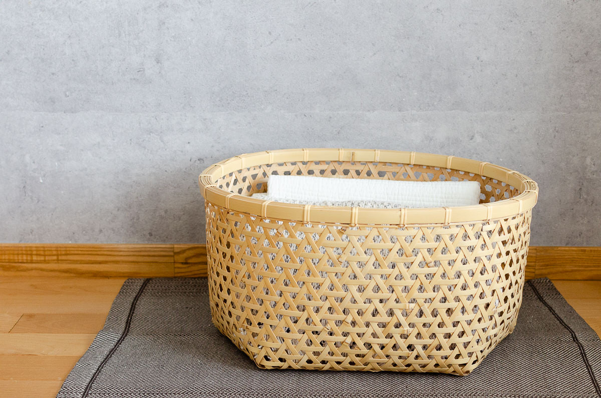 Oval Basket "Kikko Weave" / White Bamboo / Ōita-JPN 220802
