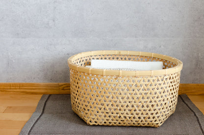 Oval Basket "Kikko Weave" / White Bamboo / Ōita-JPN 220802