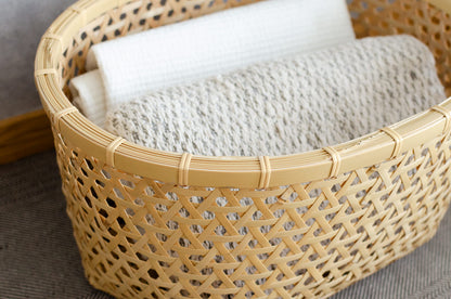 Oval Basket "Kikko Weave" / White Bamboo / Ōita-JPN 220802