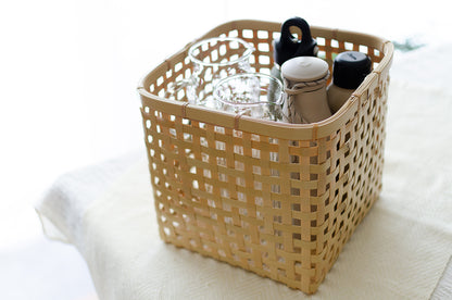 Square Basket "Yotsume Weave" / White Bamboo / Ōita-JPN 220803