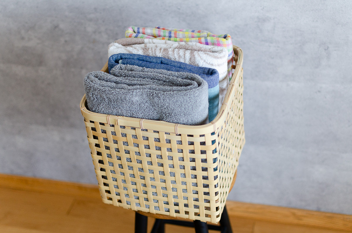 Square Basket "Yotsume Weave" / White Bamboo / Ōita-JPN 220803