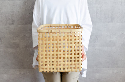 Square Basket "Yotsume Weave" / White Bamboo / Ōita-JPN 220803