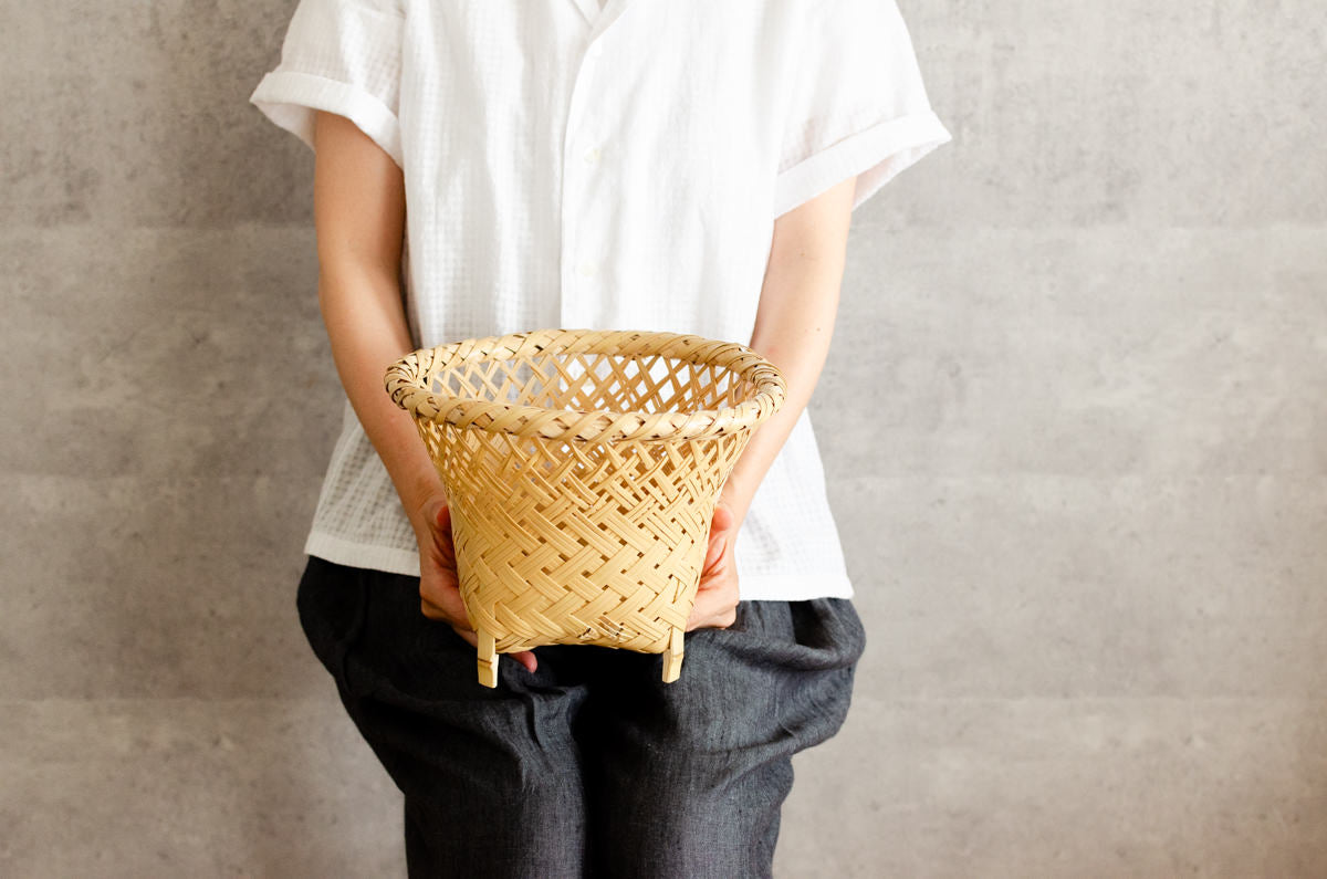 Footed Basket "Oriental" / White Bamboo / Ōita-JPN 220804