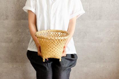 Footed Basket "Oriental" / White Bamboo / Ōita-JPN 220804