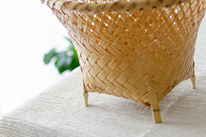 Footed Basket "Oriental" / White Bamboo / Ōita-JPN 220804