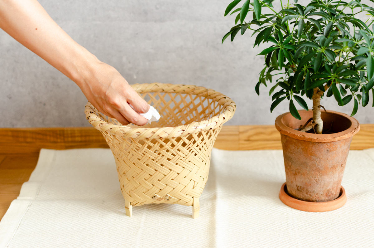 Footed Basket "Oriental" / White Bamboo / Ōita-JPN 220804
