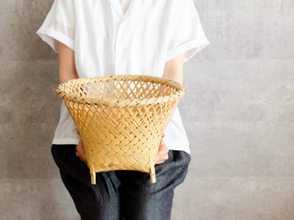 Footed Basket "Oriental" / White Bamboo / Ōita-JPN 220804