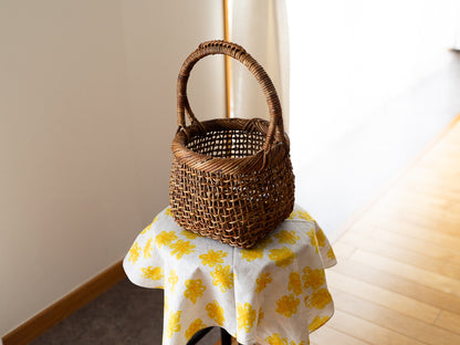 Handled Round Basket – Sukashi Weave / Akebi Vine / Nagano-JPN 311240