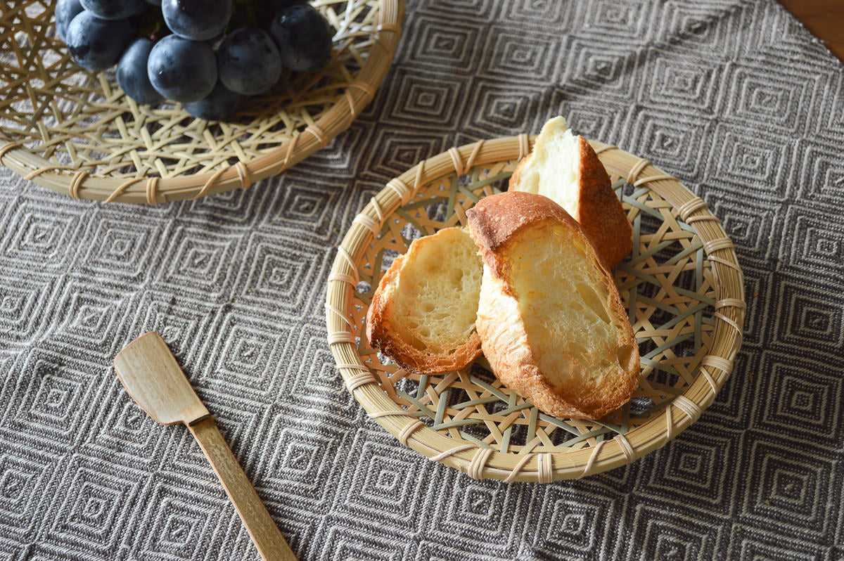 Flat Basket Tray “Interwoven Hex Weave” / Madake Bamboo / Tottori-JPN 320712