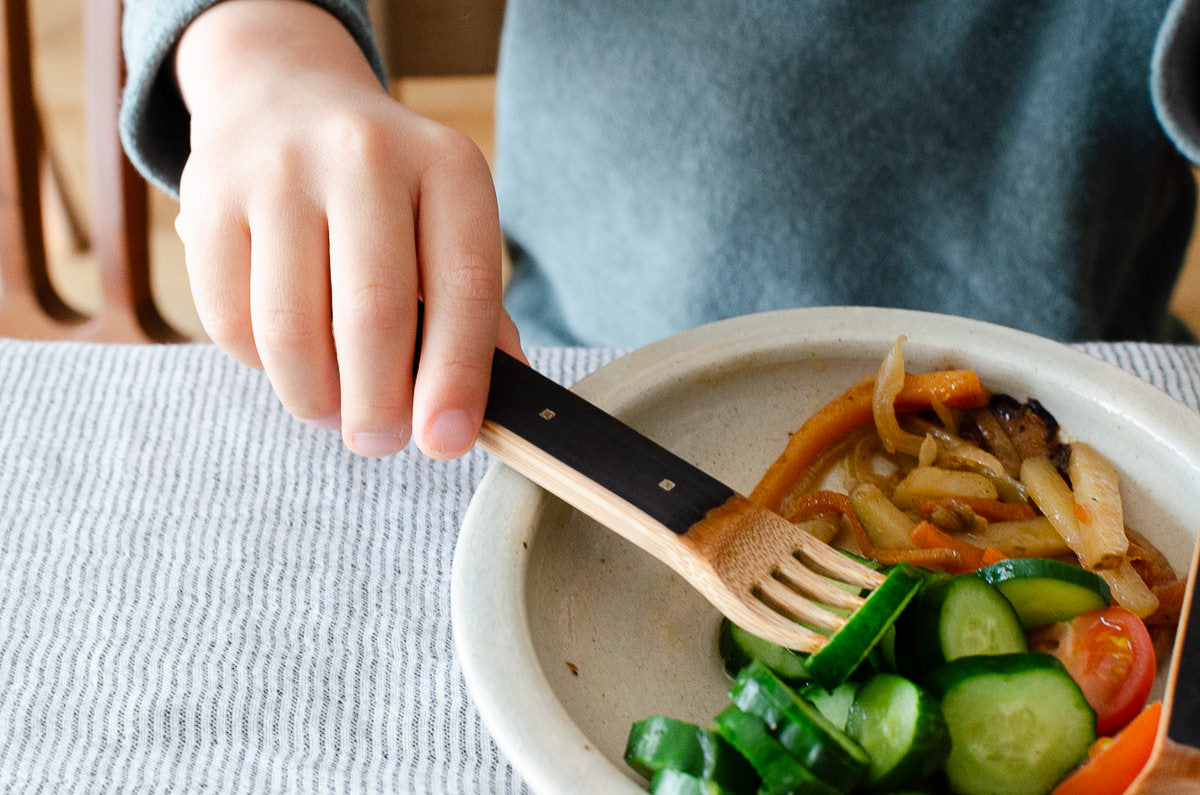 Children’s Spoon, Fork / Smoked Bamboo / Kochi-JPN 321211
