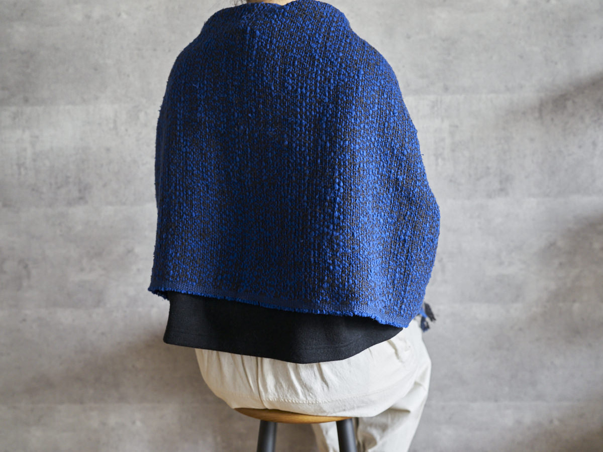 インド/コットン　ガラ紡　ミディアムストール　Double Face-Charcoal Blue　330930-7
