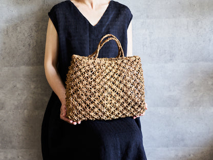 Macramé-Style Tote Basket / Linden Bark / Yamagata-JPN 340502