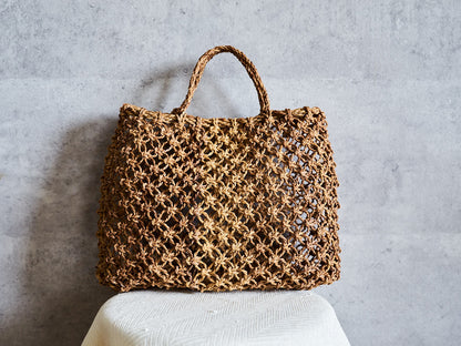 Macramé-Style Tote Basket / Linden Bark / Yamagata-JPN 340502