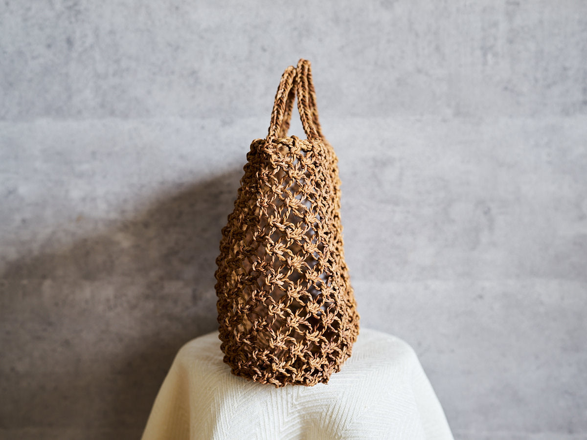 Macramé-Style Tote Basket / Linden Bark / Yamagata-JPN 340502
