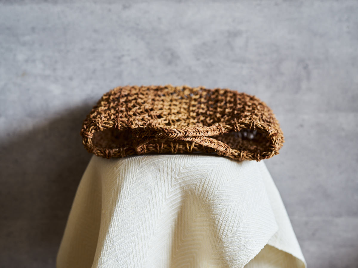Macramé-Style Tote Basket / Linden Bark / Yamagata-JPN 340502
