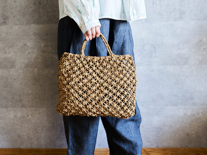 Macramé-Style Tote Basket / Linden Bark / Yamagata-JPN 340502