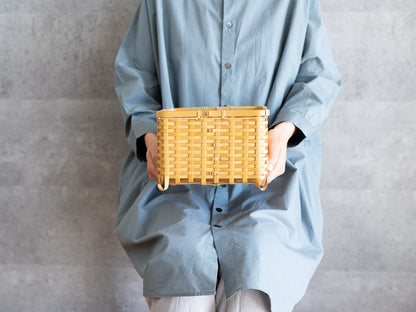 Footed Box Basket / White Bamboo / Ehime-JPN 520201