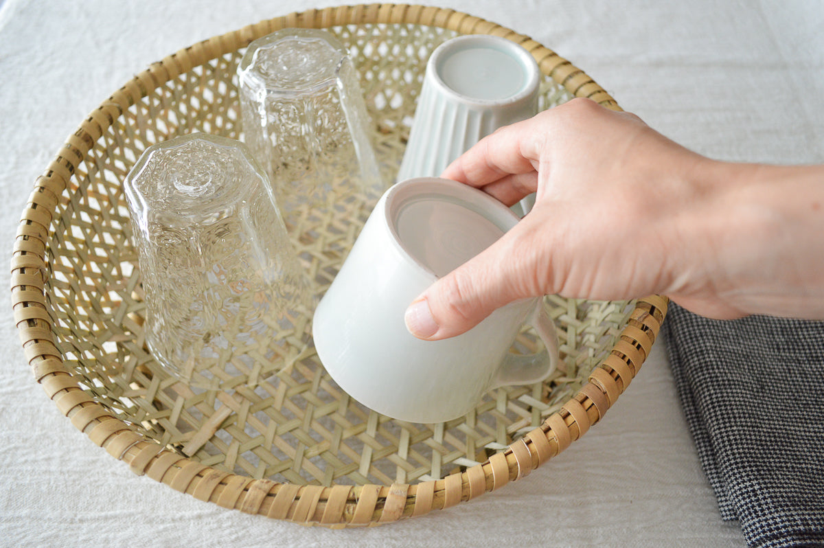 Round Shallow Dish Basket / Nemagari Bamboo / Nagano-JPN 610211
