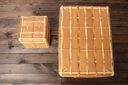 Basket with Lid "Kiritto" / White & Carbonized Bamboo / Oita-JPN 850406