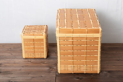 Basket with Lid "Kiritto" / White & Carbonized Bamboo / Oita-JPN 850406