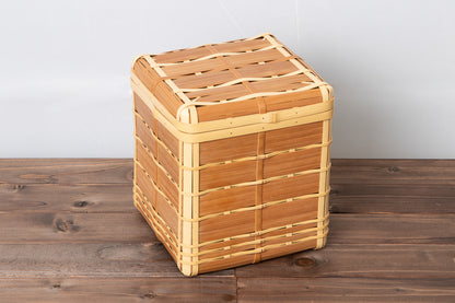 Basket with Lid "Kiritto" / White & Carbonized Bamboo / Oita-JPN 850406