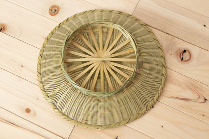 Raised-Base Round Bamboo Tray “Kikuzoko Weave” / Madake Bamboo / Oita-JPN 110707