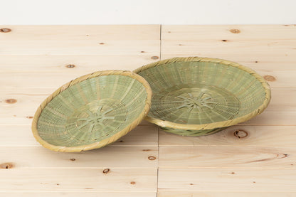 Raised-Base Round Bamboo Tray “Kikuzoko Weave” / Madake Bamboo / Oita-JPN 110707