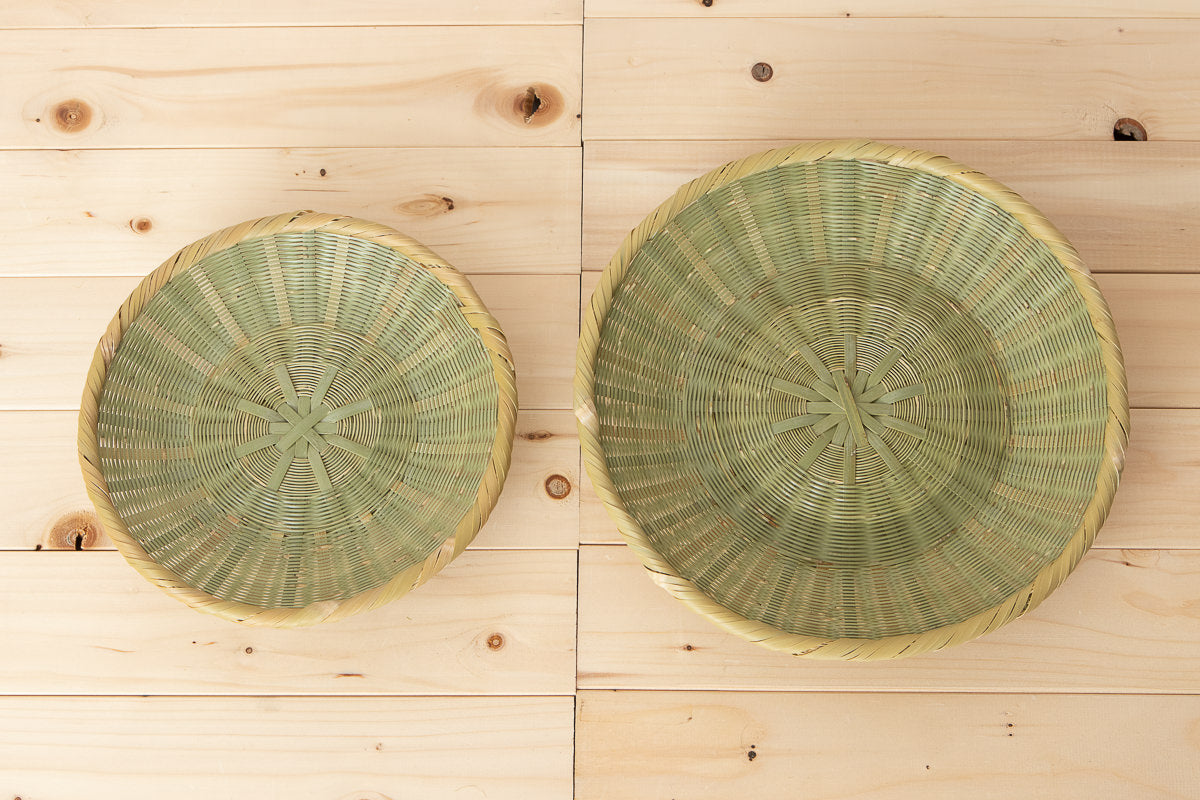 Raised-Base Round Bamboo Tray “Kikuzoko Weave” / Madake Bamboo / Oita-JPN 110707