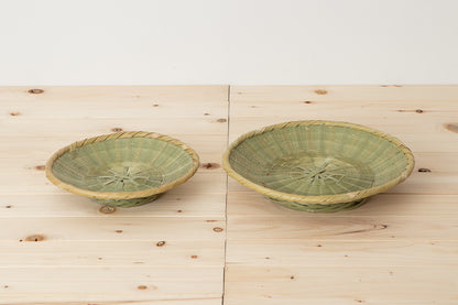 Raised-Base Round Bamboo Tray “Kikuzoko Weave” / Madake Bamboo / Oita-JPN 110707