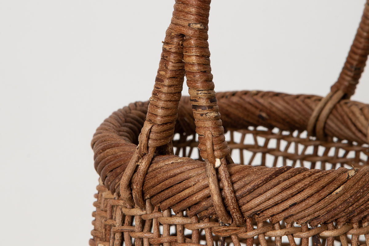 Handled Round Basket – Sukashi Weave / Akebi Vine / Nagano-JPN 311240