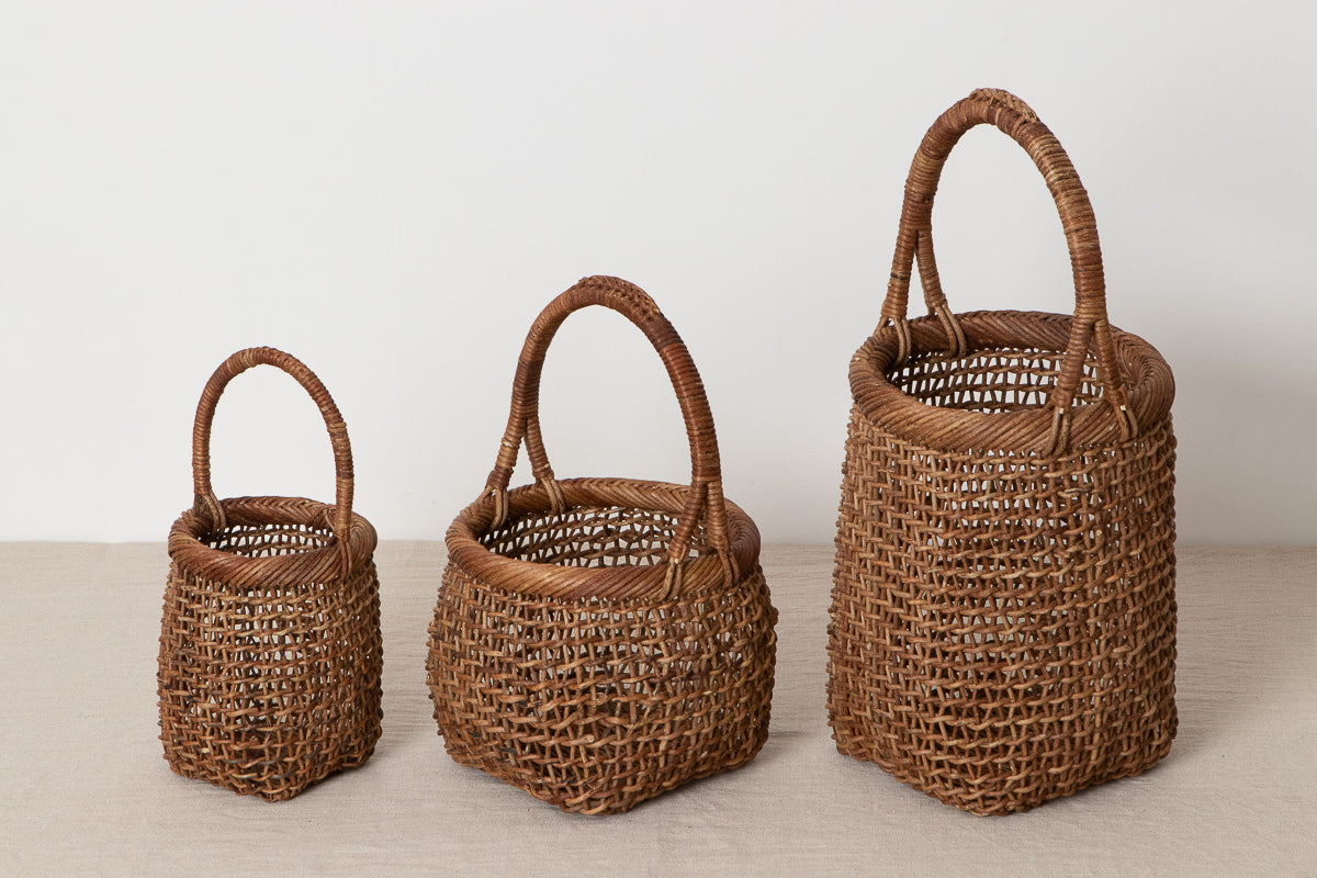 Handled Round Basket – Sukashi Weave / Akebi Vine / Nagano-JPN 311240