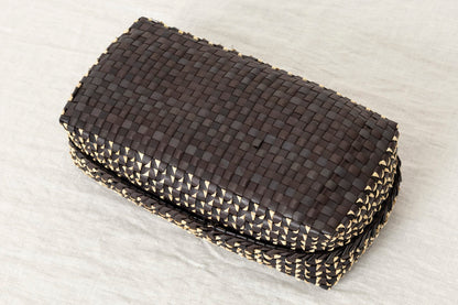 インド/パームリーフ　ティッシュボックス　Black Natural　330903-3　