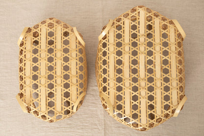 Oval Basket with Feet & Handles / White Bamboo / Tochigi-JPN 350101