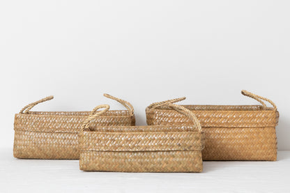 Rectangular Organizing Basket with Handle / Krajood Grass / THA 3115102