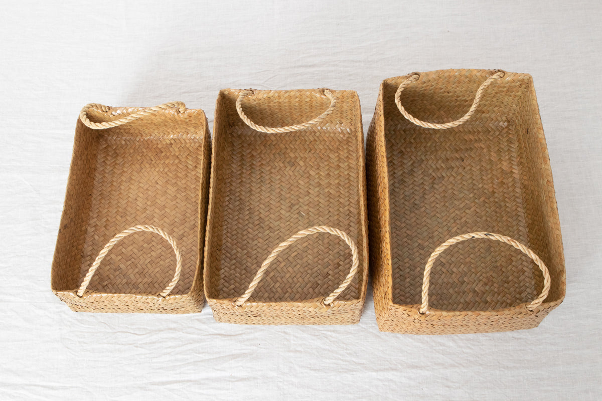 Rectangular Organizing Basket with Handle / Krajood Grass / THA 3115102