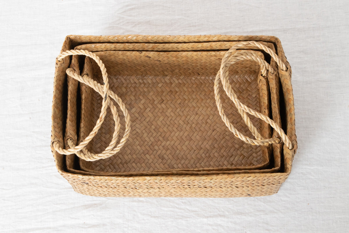 Rectangular Organizing Basket with Handle / Krajood Grass / THA 3115102
